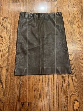 Classic Chocolate Brown Leather Pencil Skirt
